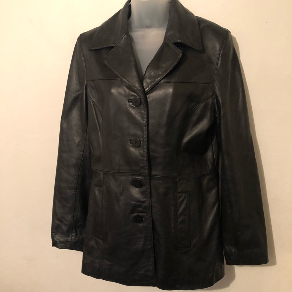 Nine West genuine black leather jacket / blazer
